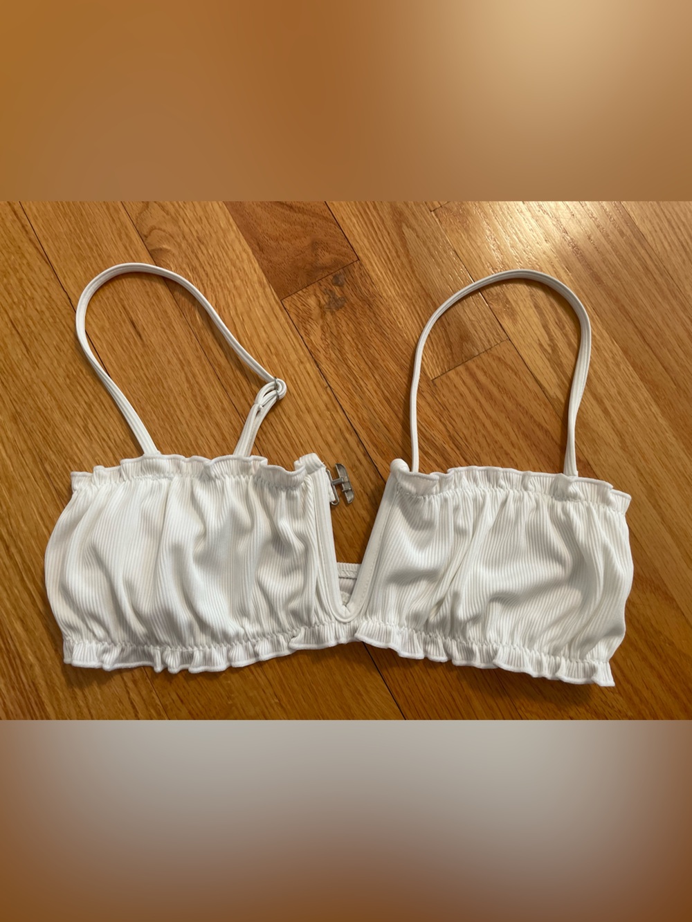 White Ribbed Bikini Top